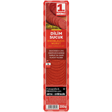 1. Birinci - Knoblauchwurst in Scheiben, Dilim Sucuk 200g