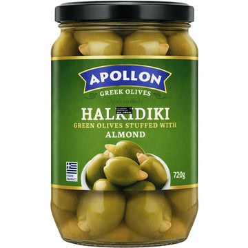 Apollon – Halkidiki Bademli Yeşil Zeytin, Grüne Oliven mit Mandeln 400g