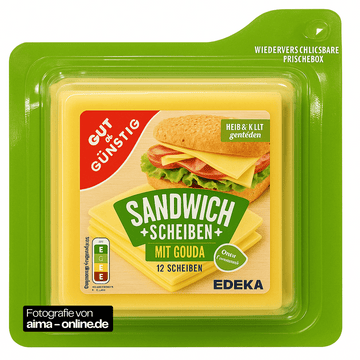 Gut & Günstig Sandwichscheiben Gouda 12 Scheiben/200g