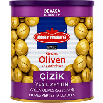 Marmara - Devasa Çizik Yeşil Zeytin, Grüne Oliven mit angeschnitten 800g