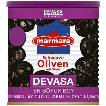 Marmara - Devasa En Buyuk Boy Gemlik Zeytini, Schwarze Oliven mit Stein 400g