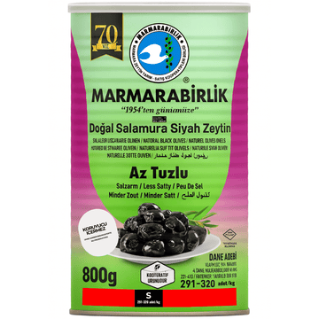 Marmarabirlik - Az Tuzlu Dogal Salamura Siyah Zeytin, Natürliche Schwarze Oliven 800g