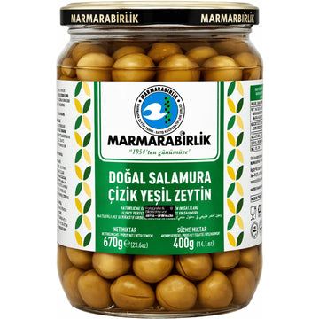 Marmarabirlik - Çizik Yeşil Zeytin, Grüne Oliven in Salzlake 400g