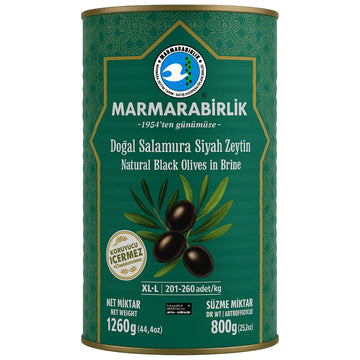Marmarabirlik - Natürliche Schwarze Oliven in Salzlake, Dogal Salamura Siyah Zeytin 800g