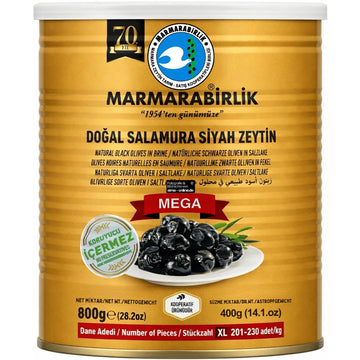 Marmarabirlik - Mega Salamura Siyah Zeytin, Schwarze Oliven in  Salzlake 400g