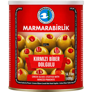 Marmarabirlik - Kırmızı Biber Dolgulu, Grüne Oliven Gefüllt mit Paprikapaste 400g