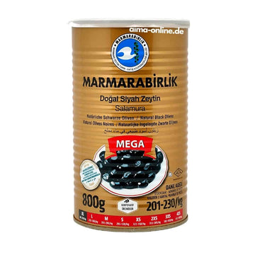 Marmarabirlik - Mega Natürliche Schwarze Oliven, Dogal Salamura Siyah Zeytin 800g
