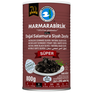 Marmarabirlik - Super Dogal Salamura Siyah Zeytin - Natürliche Schwarze Oliven 800g