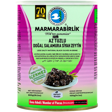 Marmarabirlik - Az Tuzlu Dogal Salamura Siyah Zeytin, Natürliche Schwarze Oliven 400g