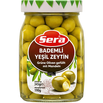 Sera - Bademli Yeşil Zeytin, Grüne Oliven gefüllt mit Mandeln 190g
