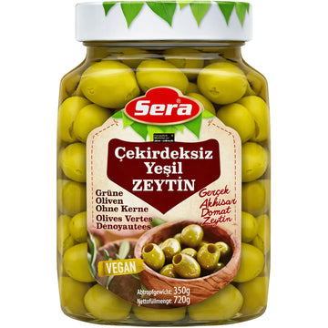 Sera – Çekirdeksiz Yeşil Zeytin, Grüne Oliven ohne Kern 350g