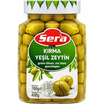 Sera – Kırma Yeşil Zeytin, Geschlagene grüne Oliven mit Stein 400g