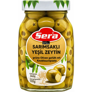 Sera - Sarımsaklı Yeşil Zeytin, Grüne Oliven gefüllt mit Knoblauchpaste 190g