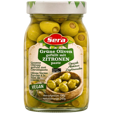 Sera - Limonlu Yeşil Zeytin, Grüne Oliven gefüllt mit Zitronen paste 190g