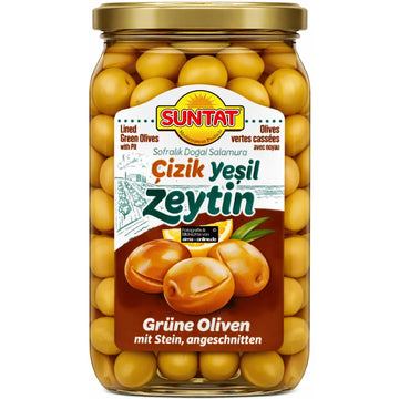 Suntat - Çizik Yeşil Zeytin, Grüne Oliven mit Stein 470g