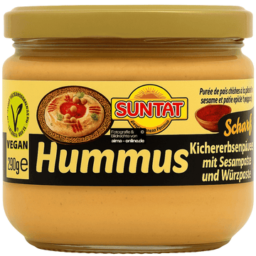 Suntat - Hummus Kichererbsenpüree mit Sesampaste und Würzpaste Scharf 290g