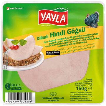 Yayla Truthahnbrust-Formfleisch Dilimli Hindi Gögsü 150g