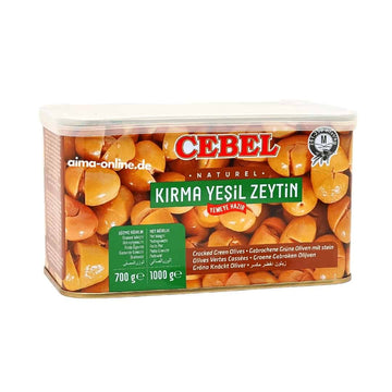 Cebel Kirma Yesil Zeytin - gebrochene Grüne Oliven mit Stein 1000g