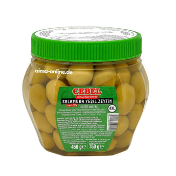 Cebel Salamura Yeşil Zeytin - Grüne Oliven in Salzlake 450g