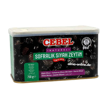 Cebel Sofralik Siyah Zeytin - Schwarze Oliven mit Stein 750g