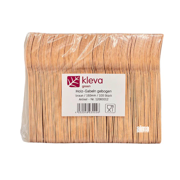 Kleva Green Holz Gabeln gebogen 100 Stück