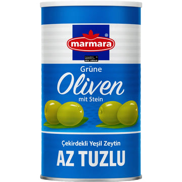 Marmara - Grüne Oliven mit Stein, Çekirdekli Yeşil Zeytin Az Tuzlu 720g