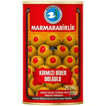 Marmarabirlik - Grüne Oliven mit roter Paprika, Kırmızı Biber Dolgulu Yeşil Zeytin 720g